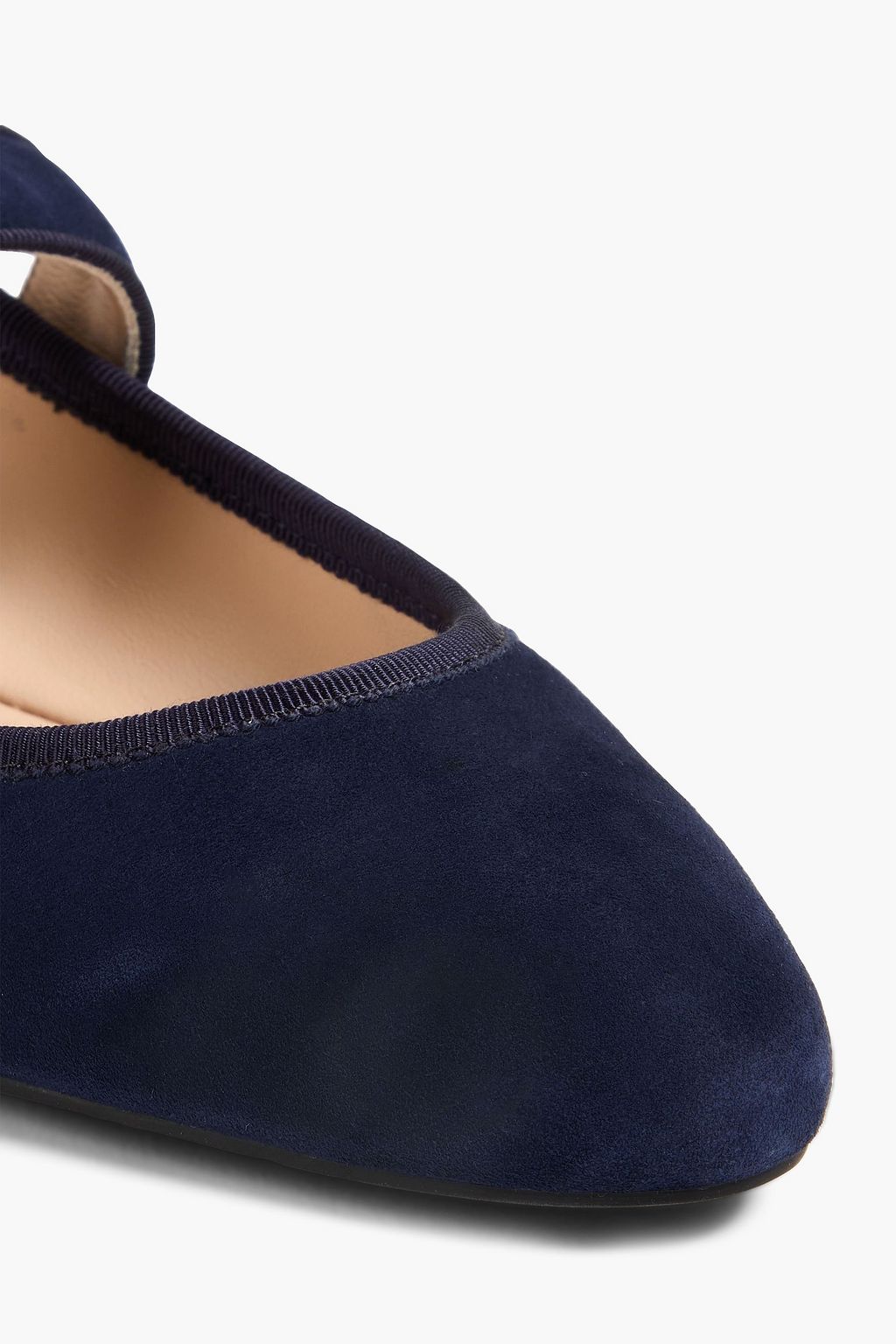 STUART WEITZMAN Piper pearl-embellished suede Mary Jane flats