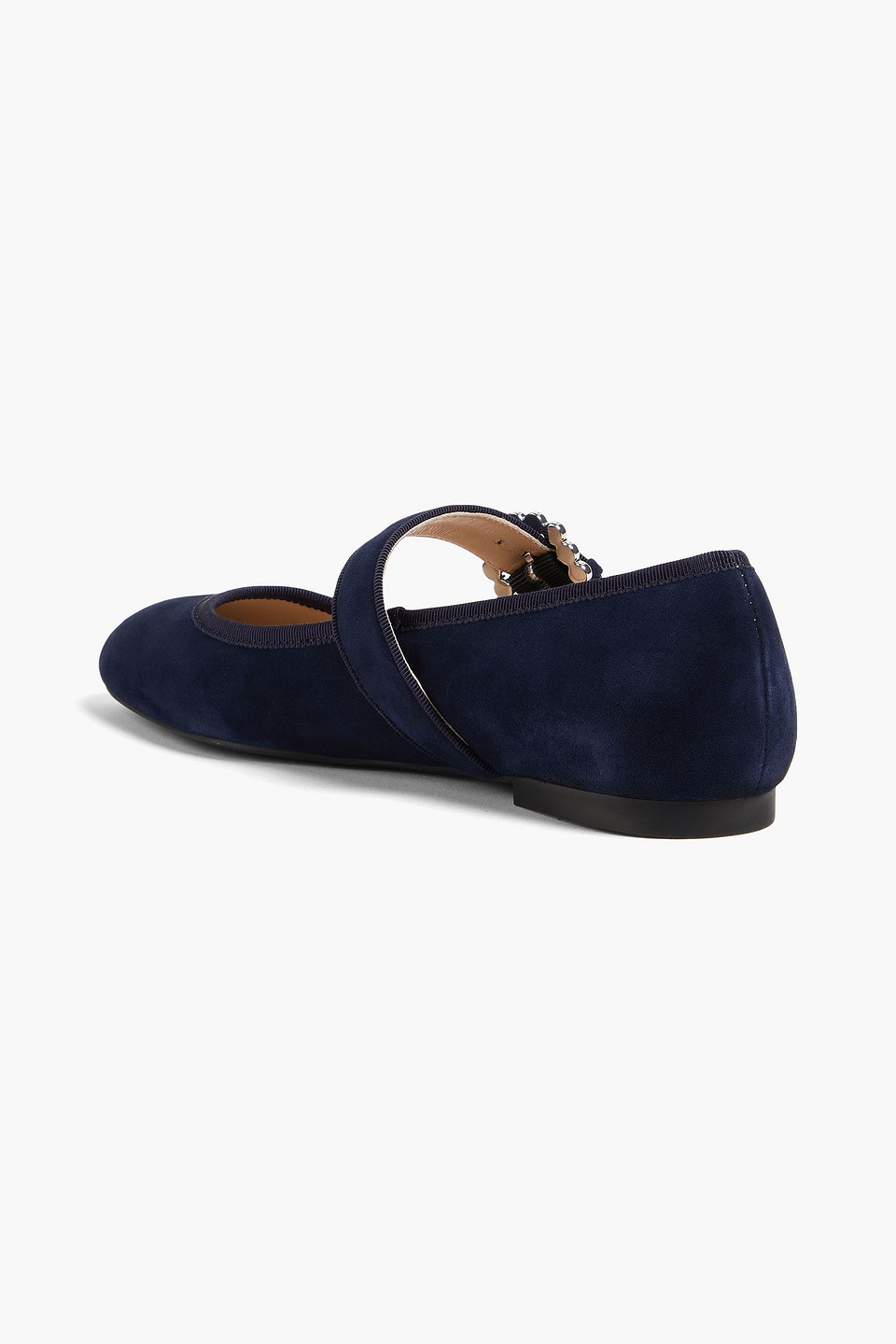  Stuart Weitzman - Piper Pearl-embellished Suede Mary Jane Flats - Blue - Us 9 
