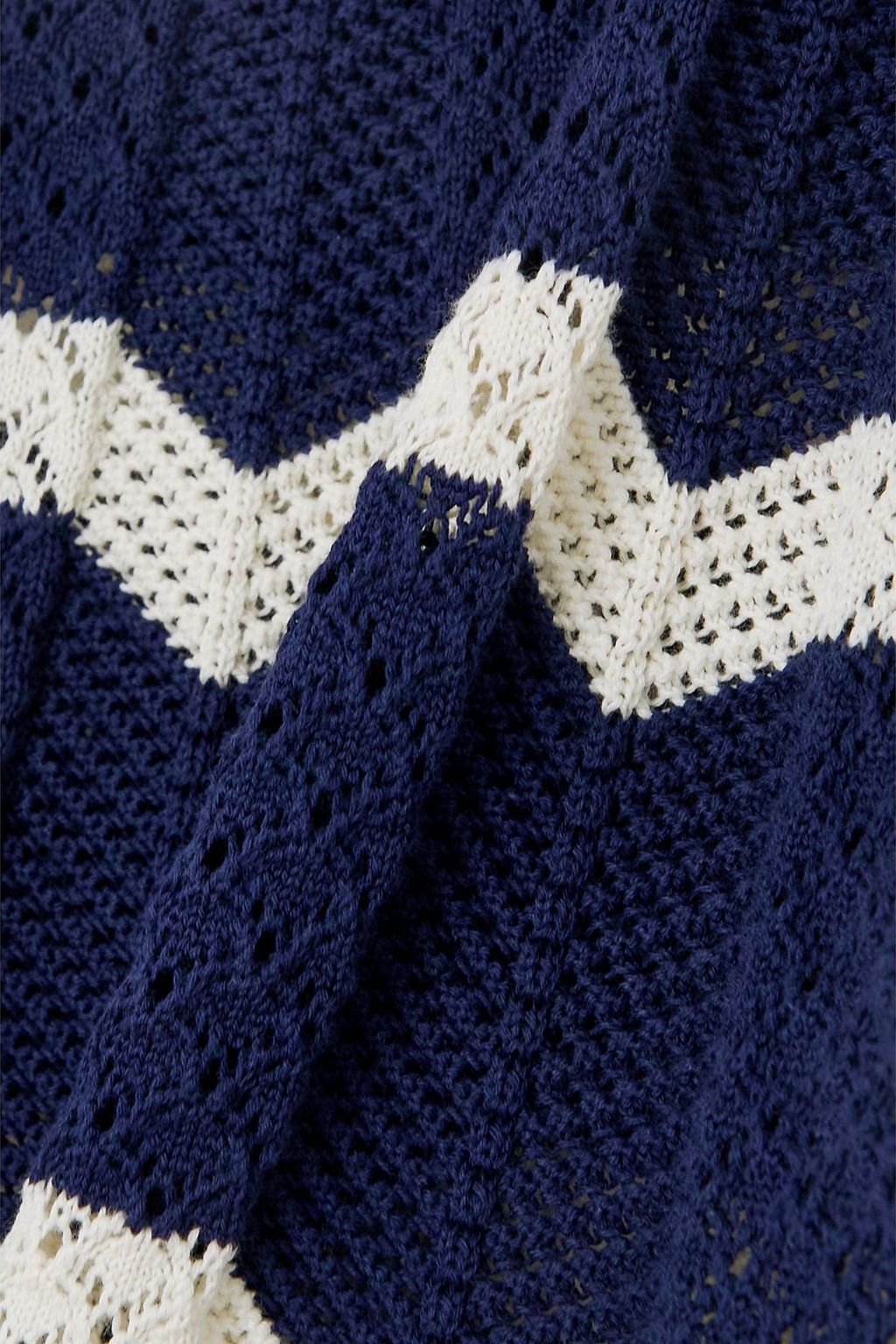 LA DOUBLEJ Cropped striped crocheted cotton top