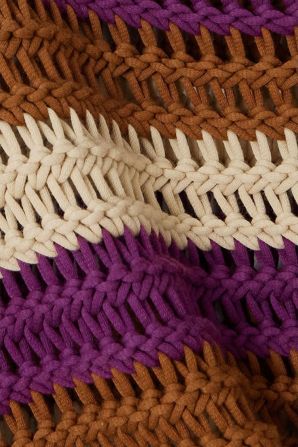 LA DOUBLEJ Cropped striped crocheted cotton-blend sweater