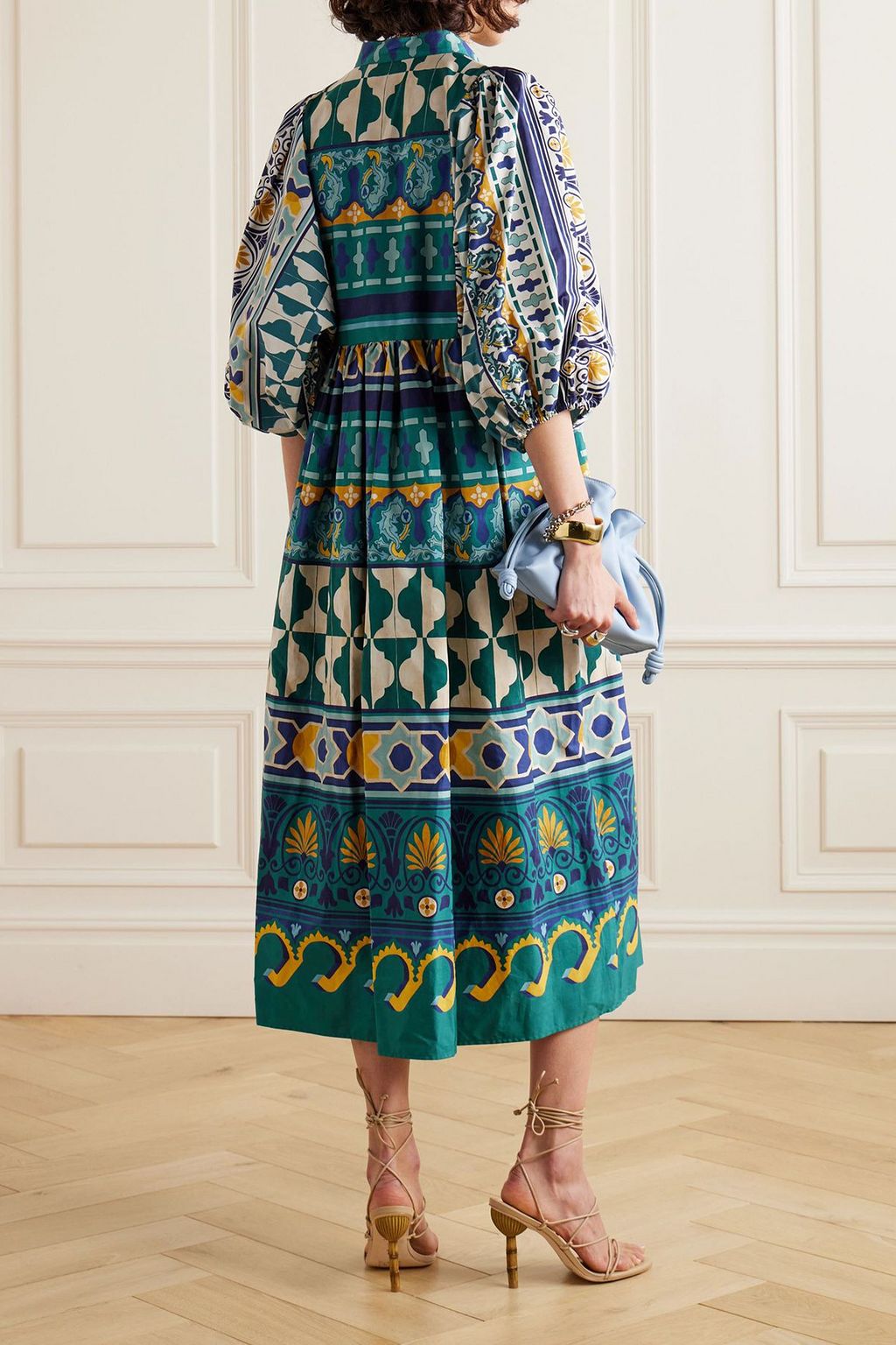 LA DOUBLEJ Portofino pleated cotton-poplin midi dress