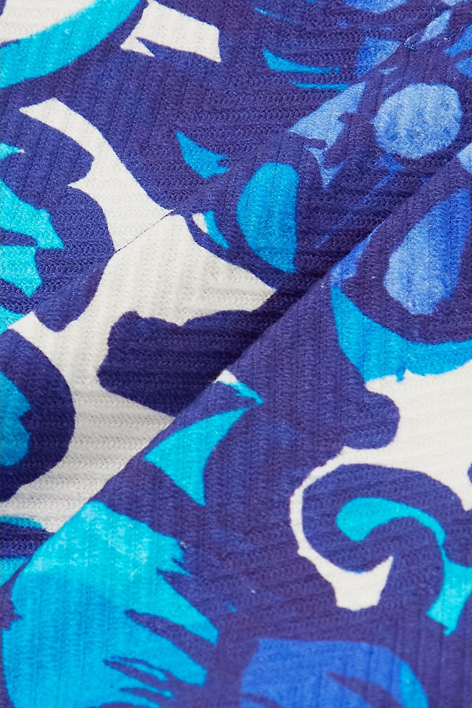 La Doublej Deck Printed Textured-cotton Shorts In Blue