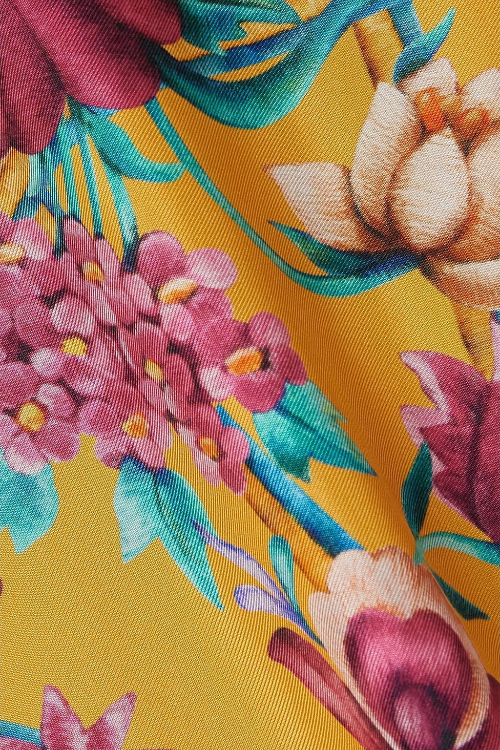 LA DOUBLEJ Sunset cropped floral-print silk-twill shirt