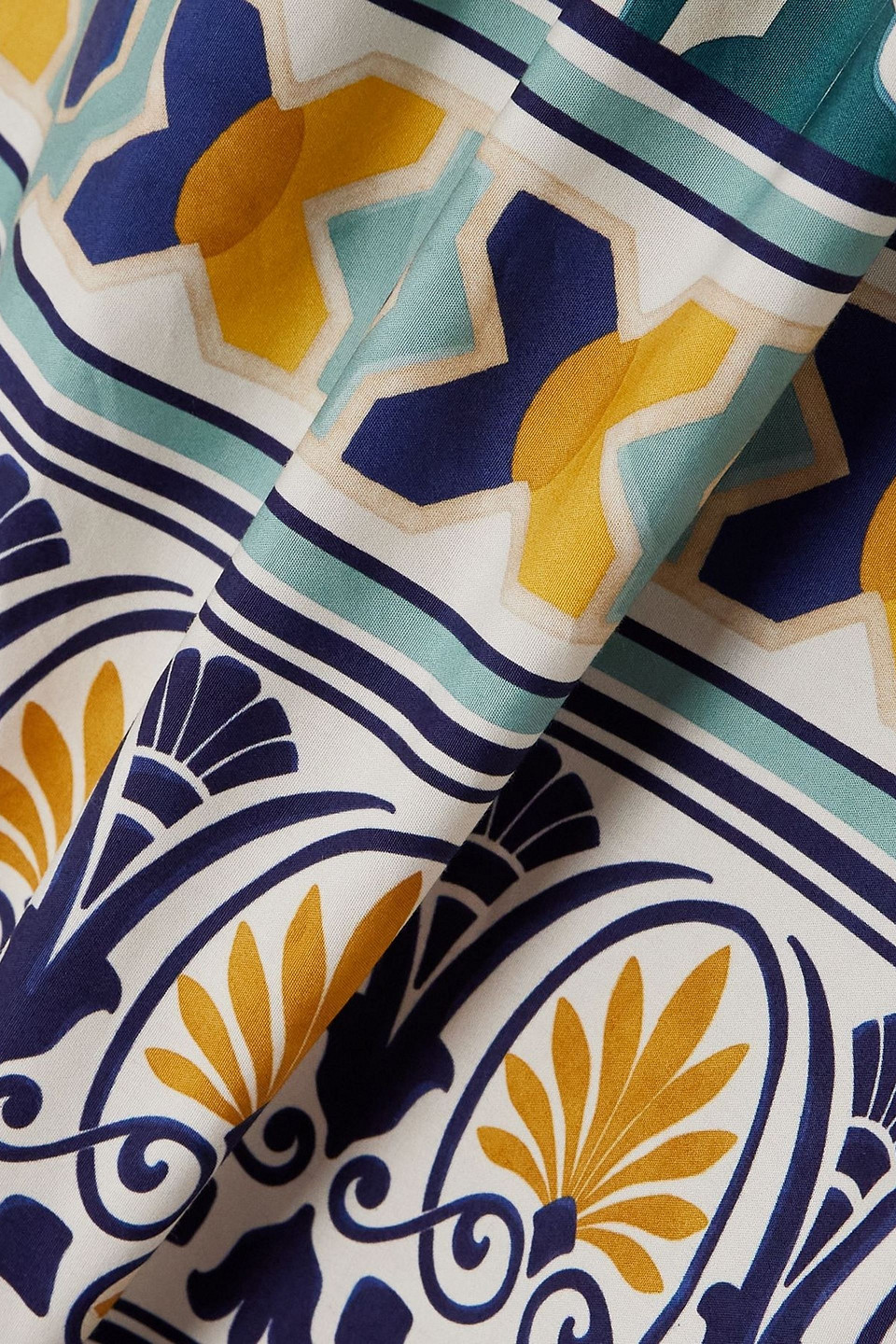 La Doublej Breakfast Off-the-shoulder Ruffled Printed Cotton-poplin Top In Sand