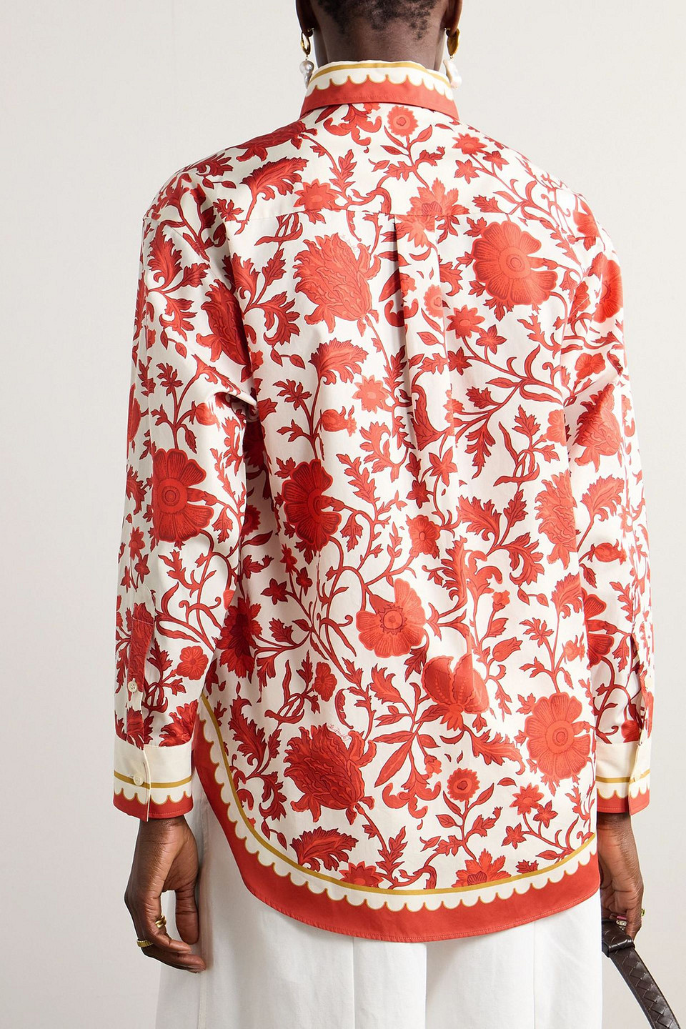 La Doublej Orlebar Brown Better Than Your Boyfriend's Printed Cotton-poplin Shirt In Red