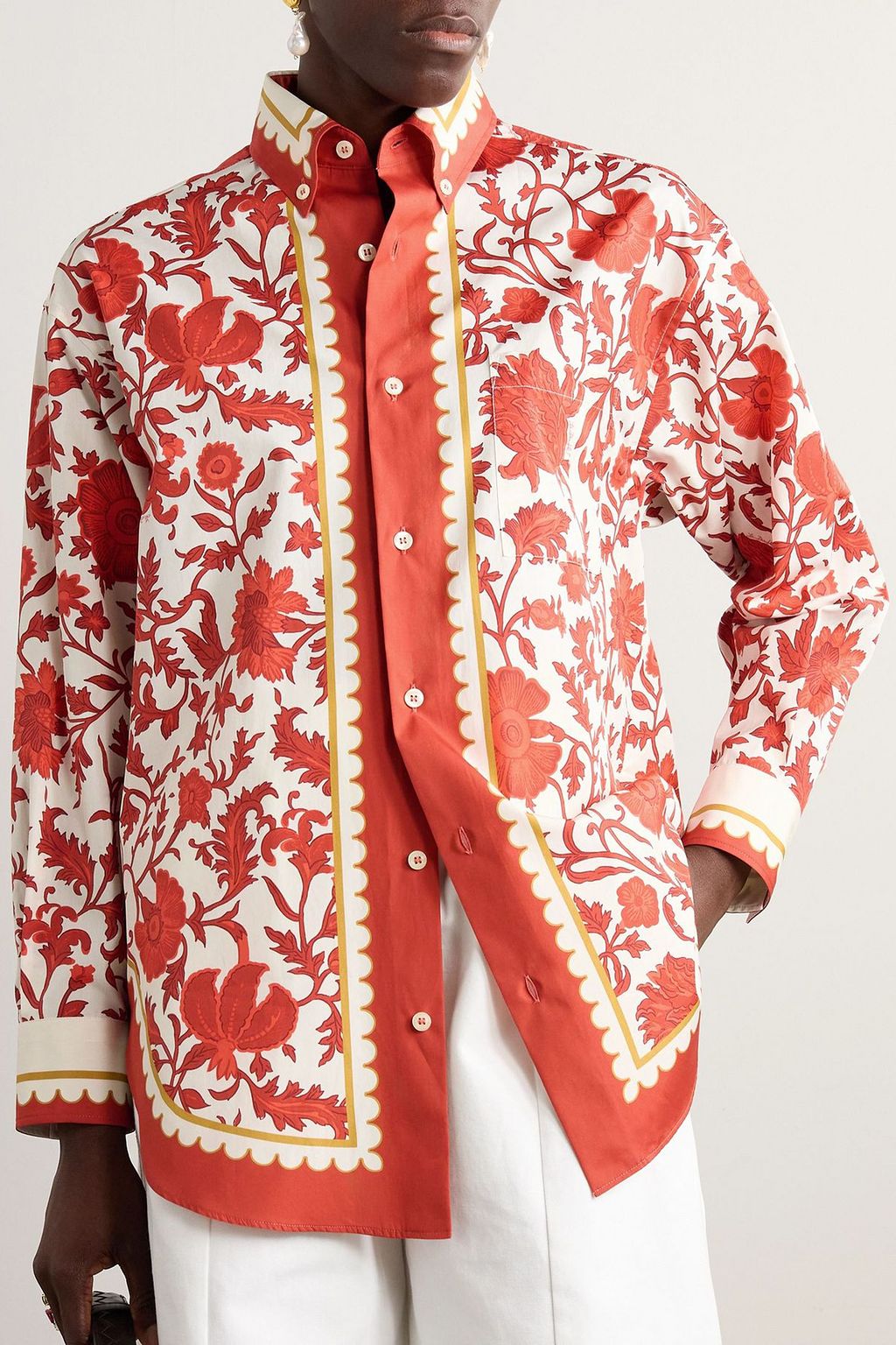 LA DOUBLEJ + Orlebar Brown Better Than Your Boyfriend's printed cotton-poplin shirt