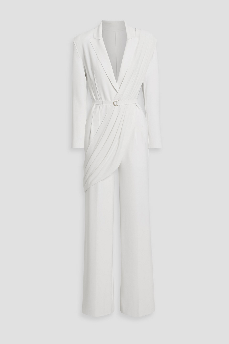Norma Kamali Draped Belted Cady Jumpsuit In White