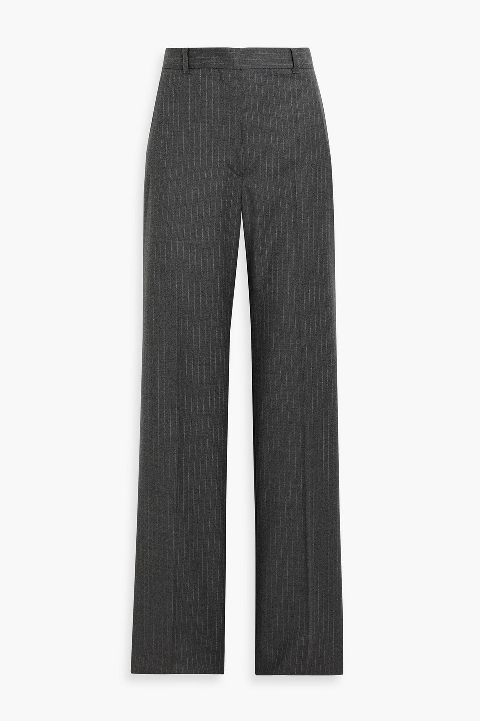 Max Mara Gong Pinstriped Wool-blend Straight-leg Pants In Gray