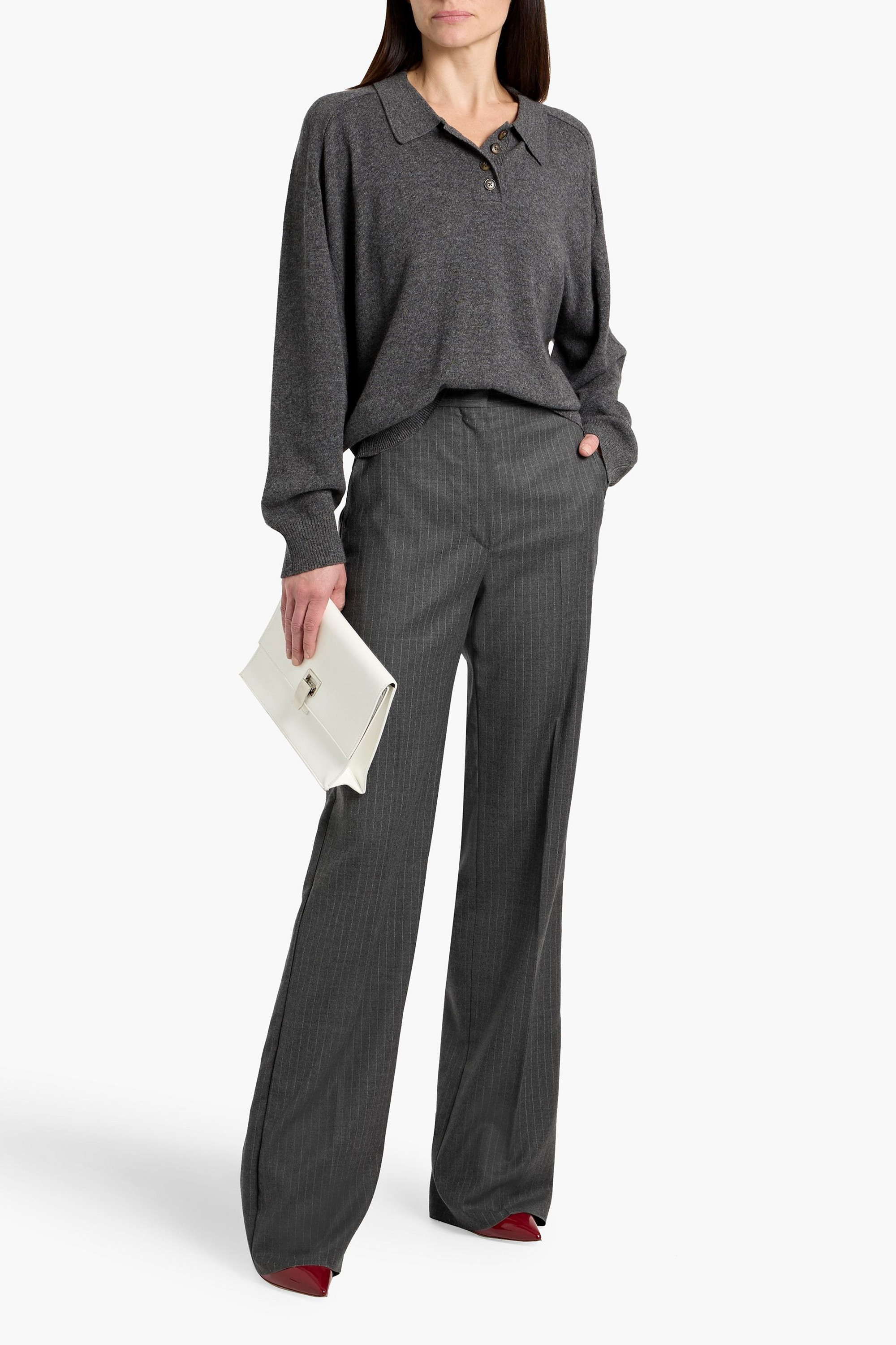 MAX MARA STUDIO Gong pinstriped wool-blend straight-leg pants