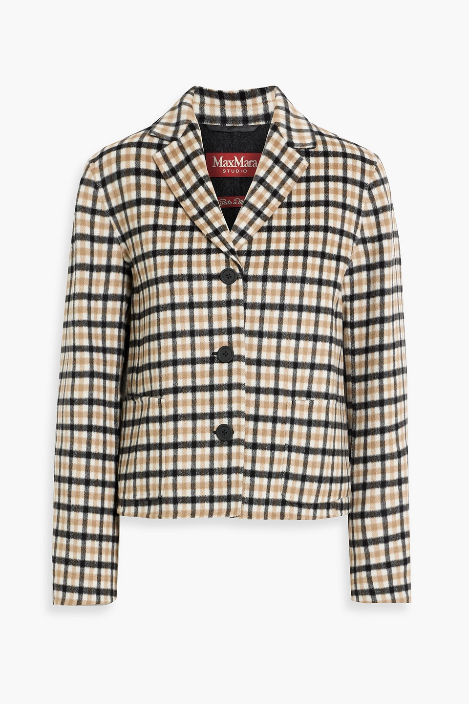 Max Mara Gerona Checked Wool-flannel Blazer In Gray