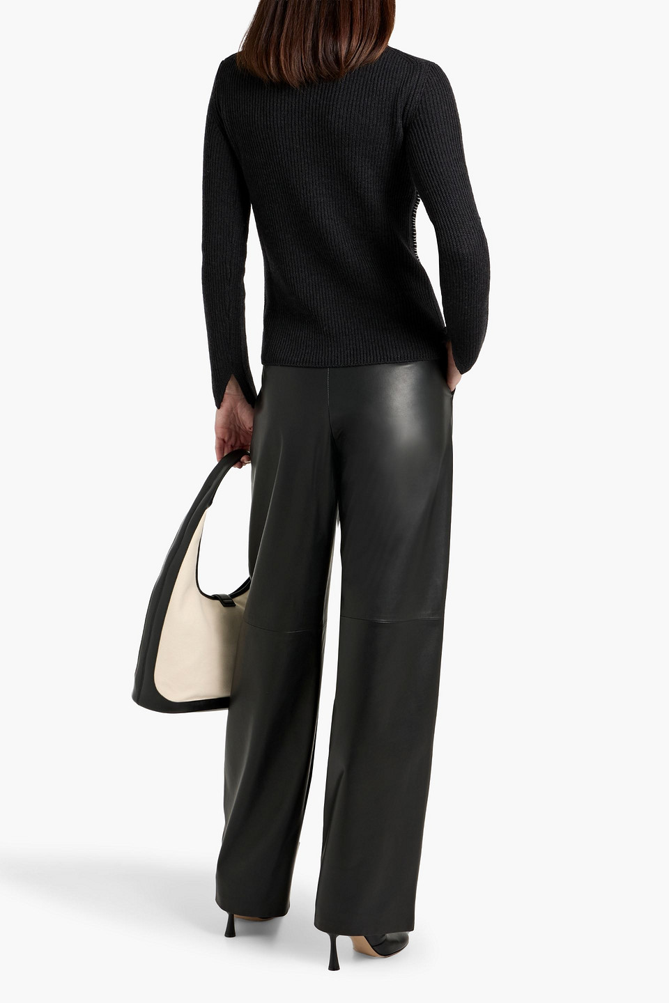 Sportmax Brianza Ribbed Wool Turtleneck Sweater In Black
