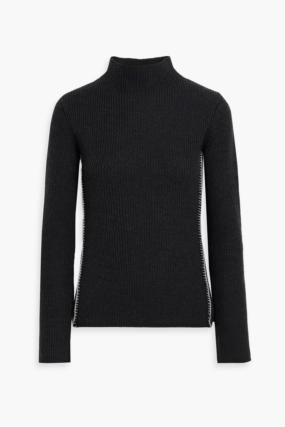 Sportmax Brianza Ribbed Wool Turtleneck Sweater In Black