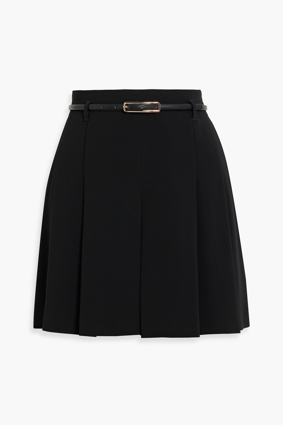 Max Mara Abilita Belted Skirt-effect Pleated Crepe Shorts In Black