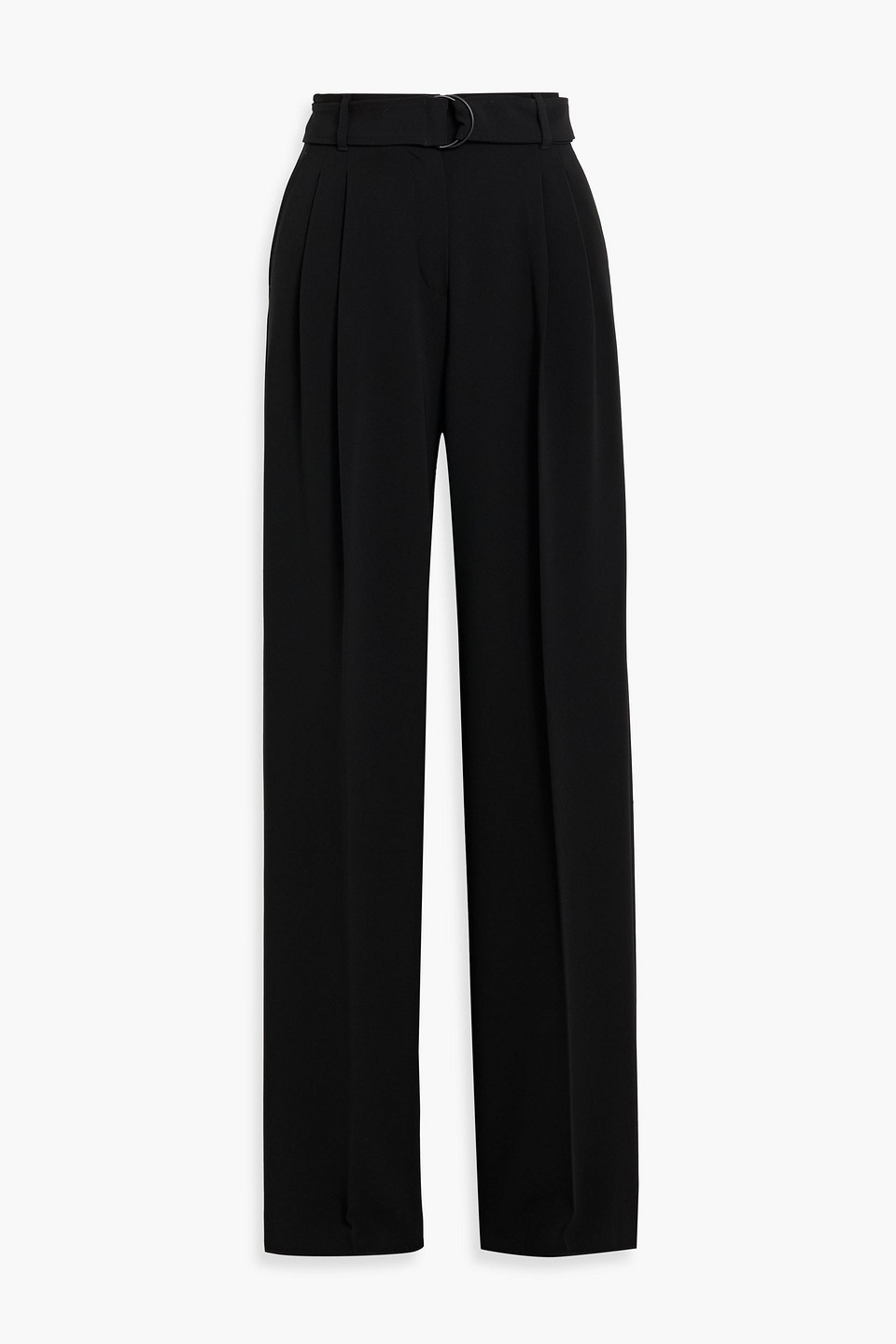Max Mara Latina Belted Crepe Wide-leg Pants In Black