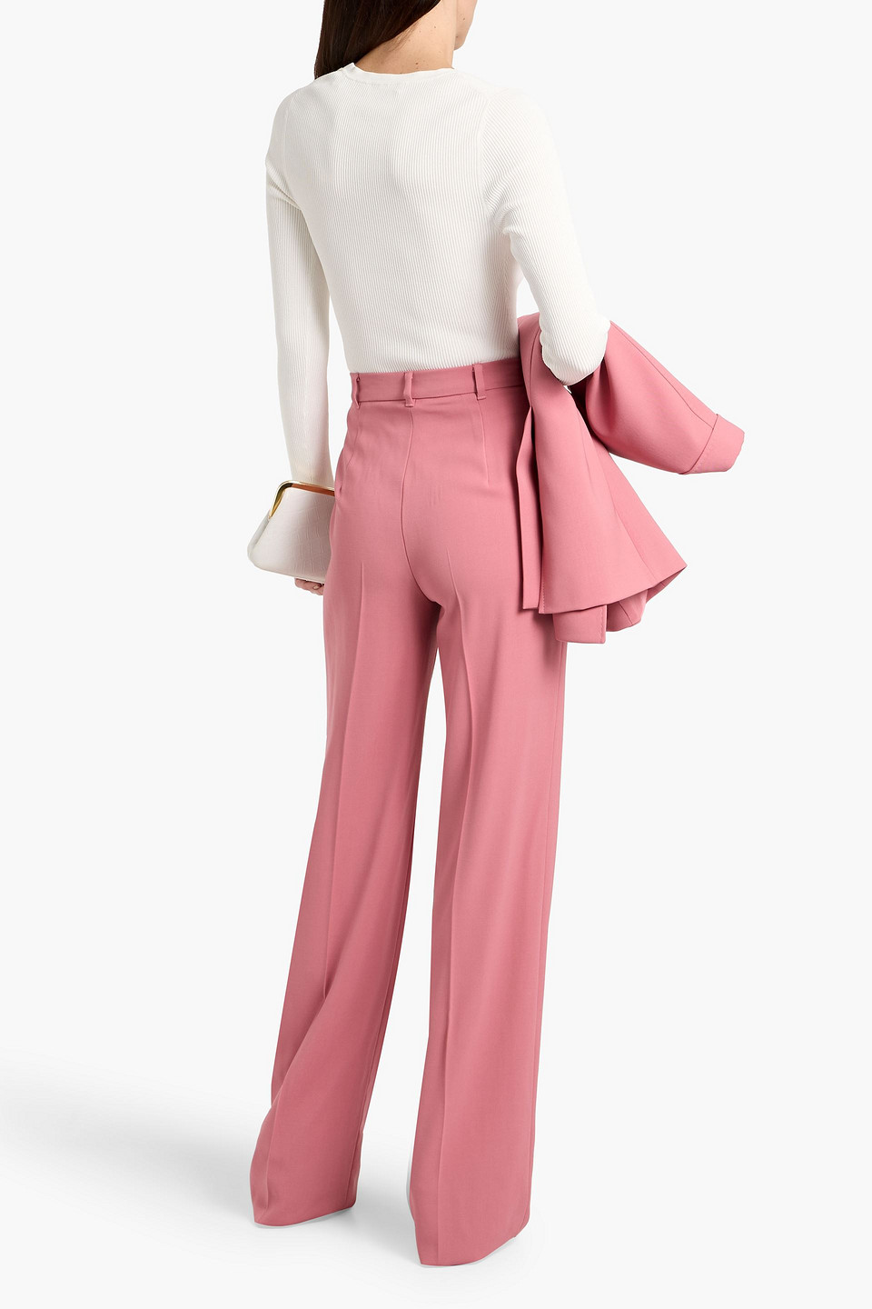 Max Mara Quasar Wool-twill Straight-leg Pants In Pink