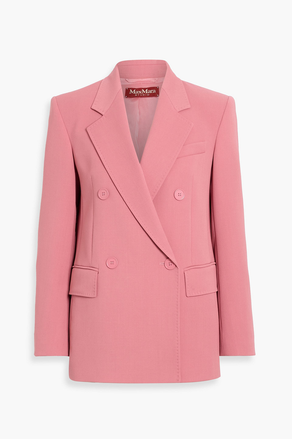 Max Mara Lamella Double-breasted Wool-twill Blazer In Pink