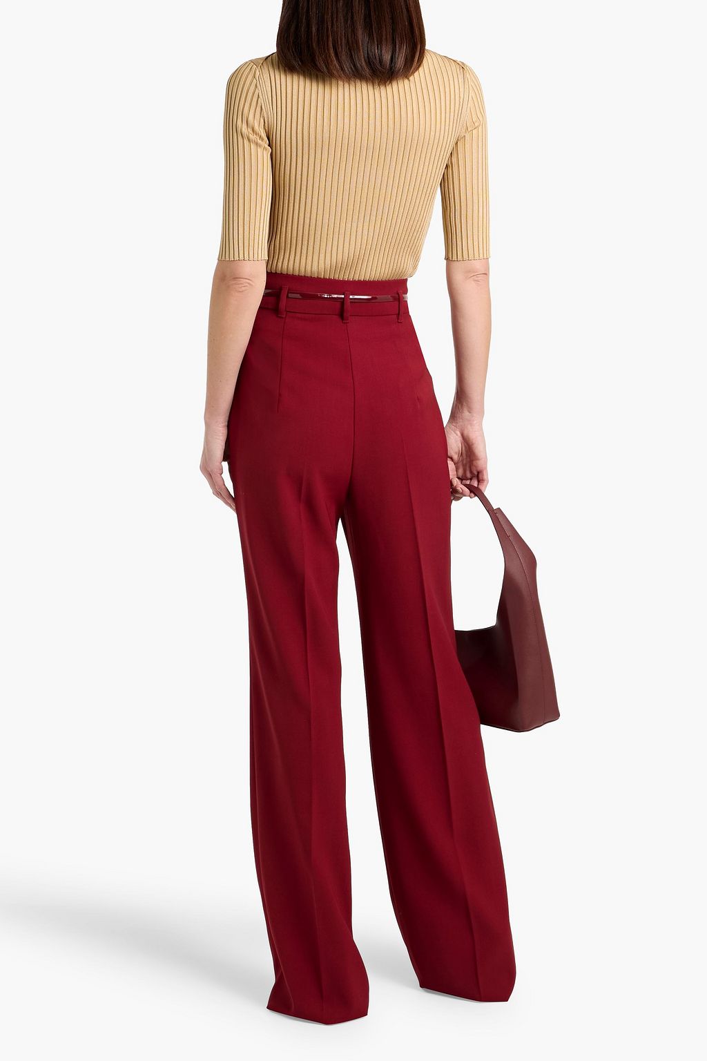 MAX MARA STUDIO Marusca belted wool-twill wide-leg pants