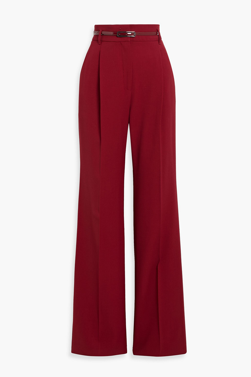 Max Mara Marusca Belted Wool-twill Wide-leg Pants In Burgundy