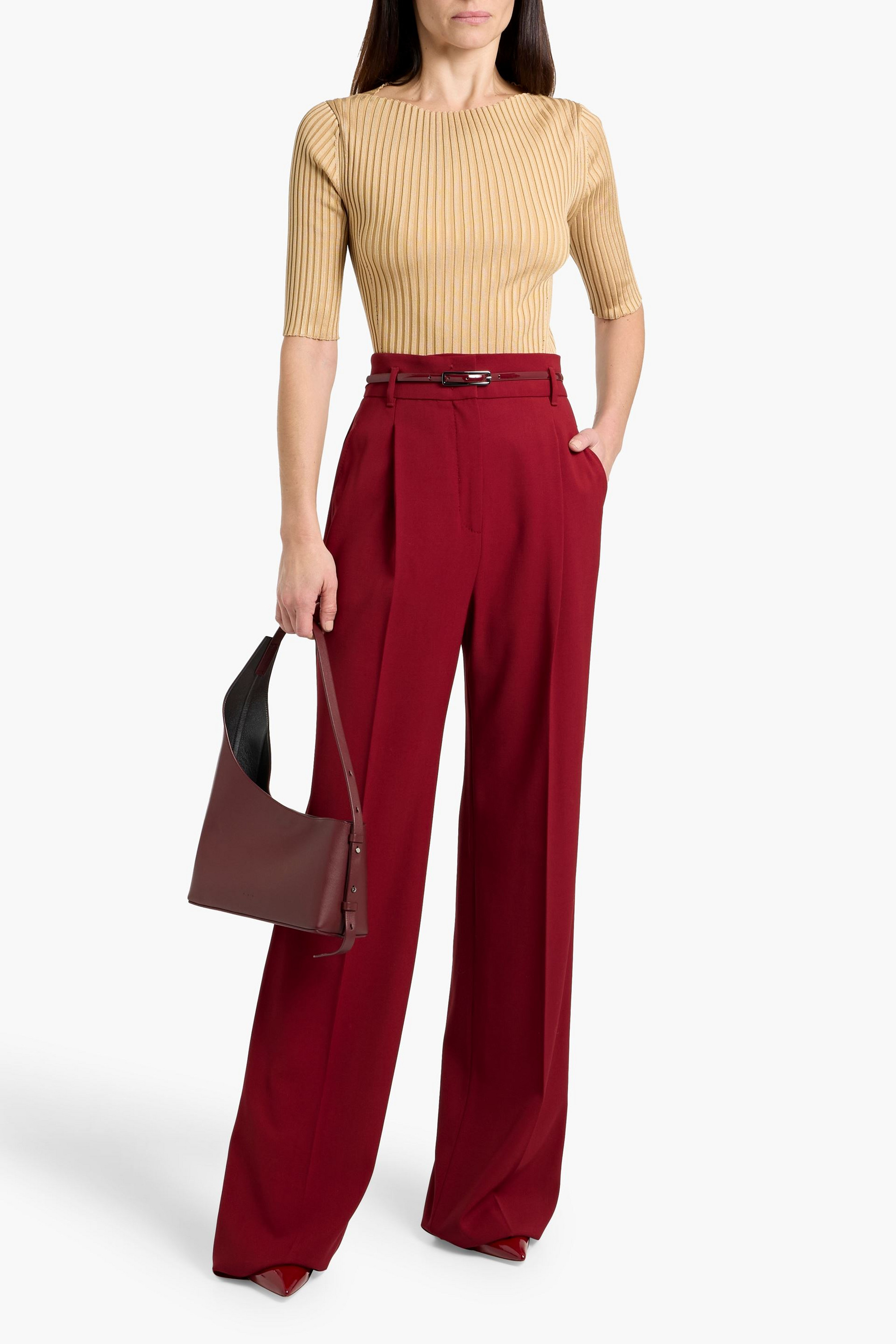 MAX MARA STUDIO Marusca belted wool-twill wide-leg pants