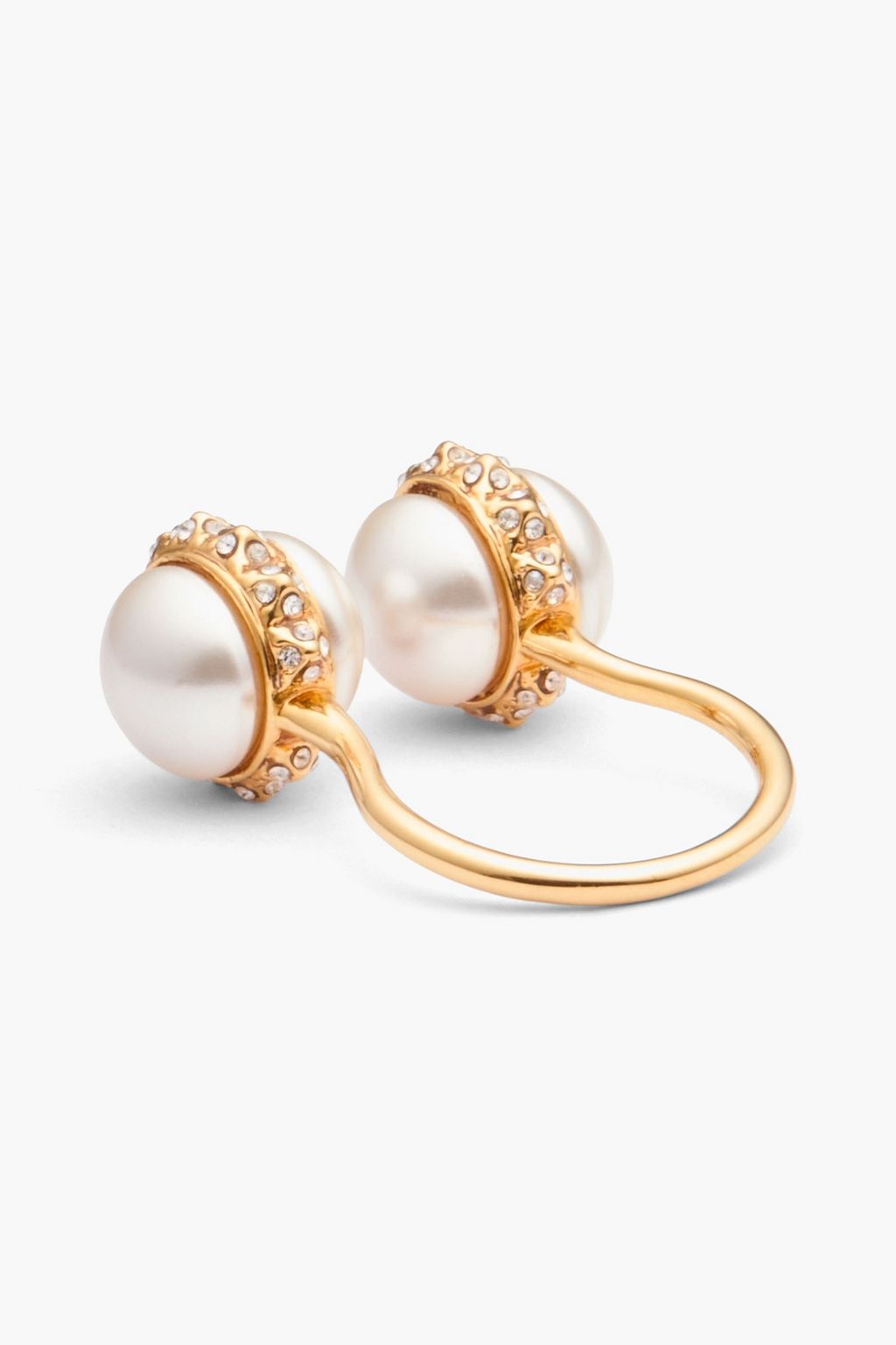 VALENTINO GARAVANI خاتم من اللؤلؤ الصناعي والكريستال مطلي بالذهب عيار 18 قيراط