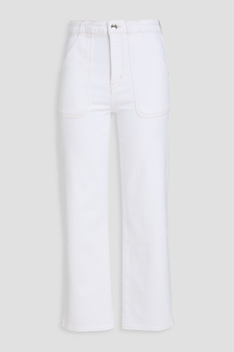 Frame The Modern Pocket Cropped High-rise Wide-leg Jeans In White