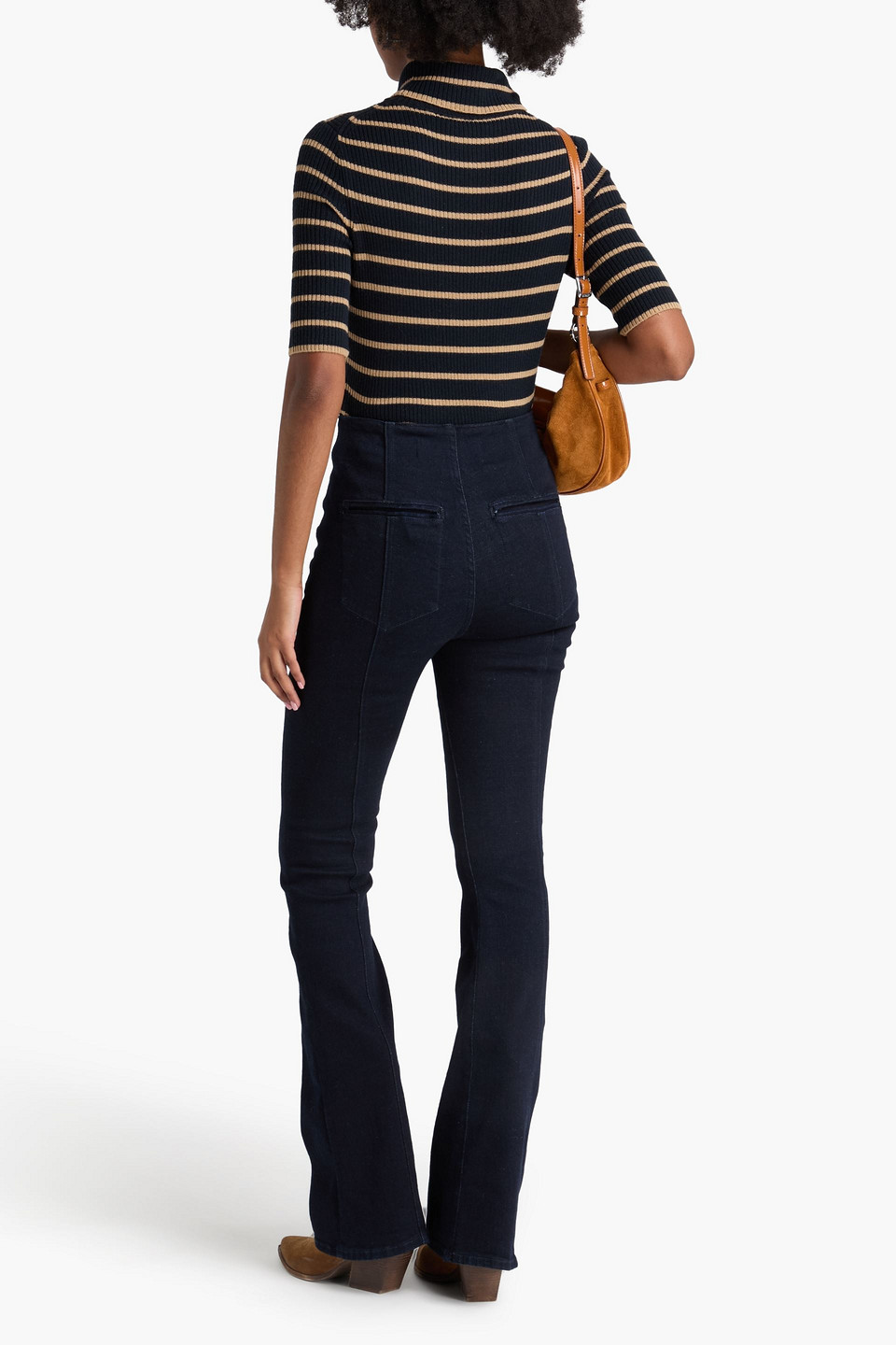  Veronica Beard - Katrina Striped Wool Turtleneck Top - Blue - Xs 
