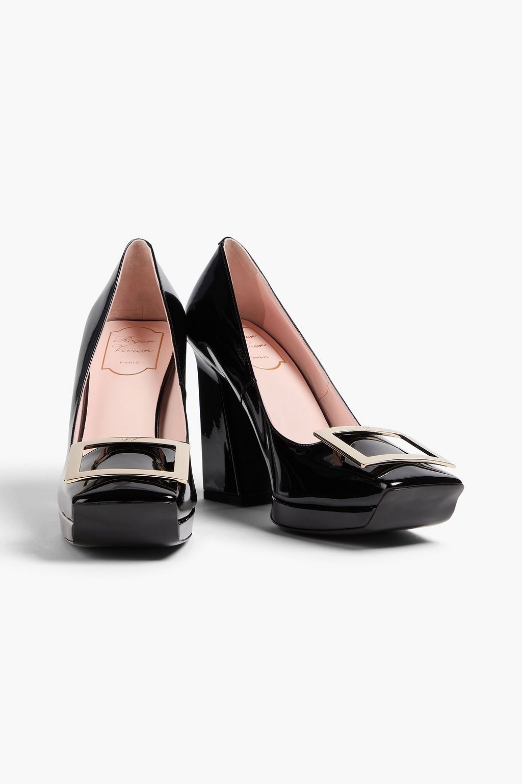 ROGER VIVIER Embellished platform patent-leather pumps
