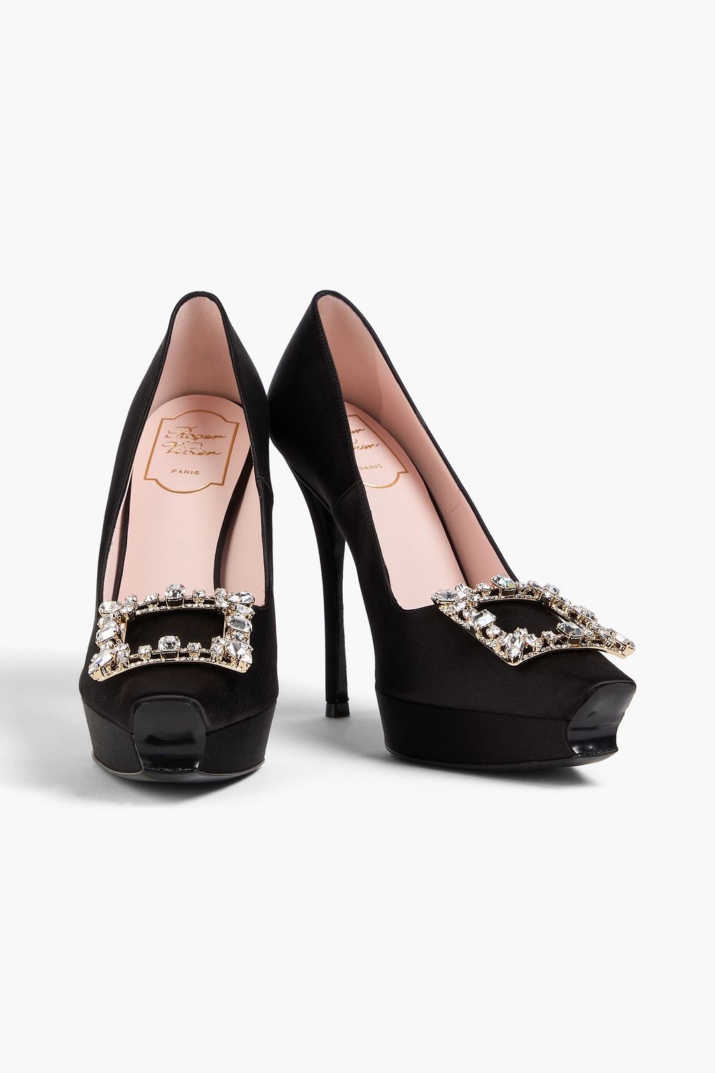 ROGER VIVIER Embellished satin platform pumps