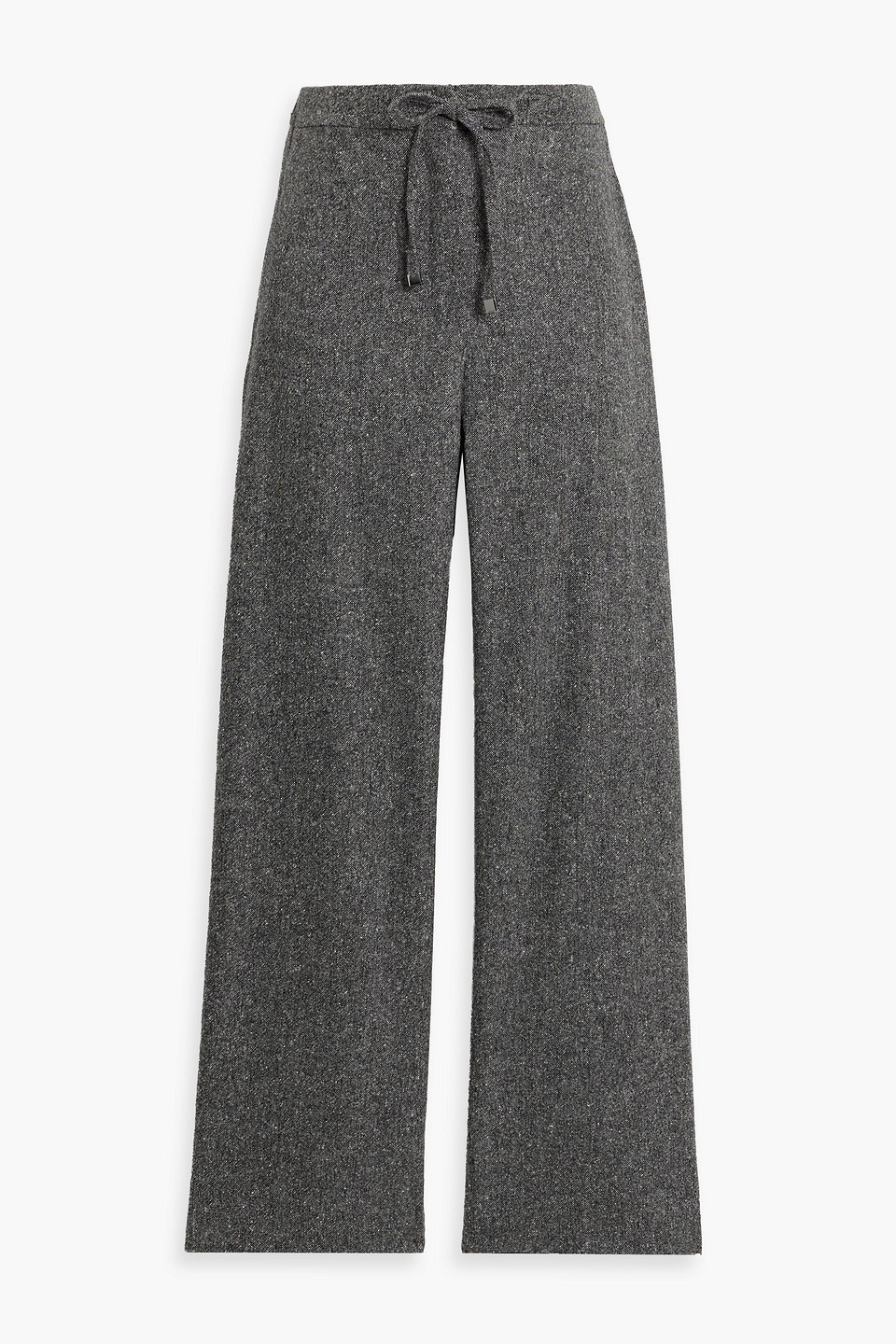 Max Mara Mina Donegal Wool-blend Straight-leg Pants In Gray