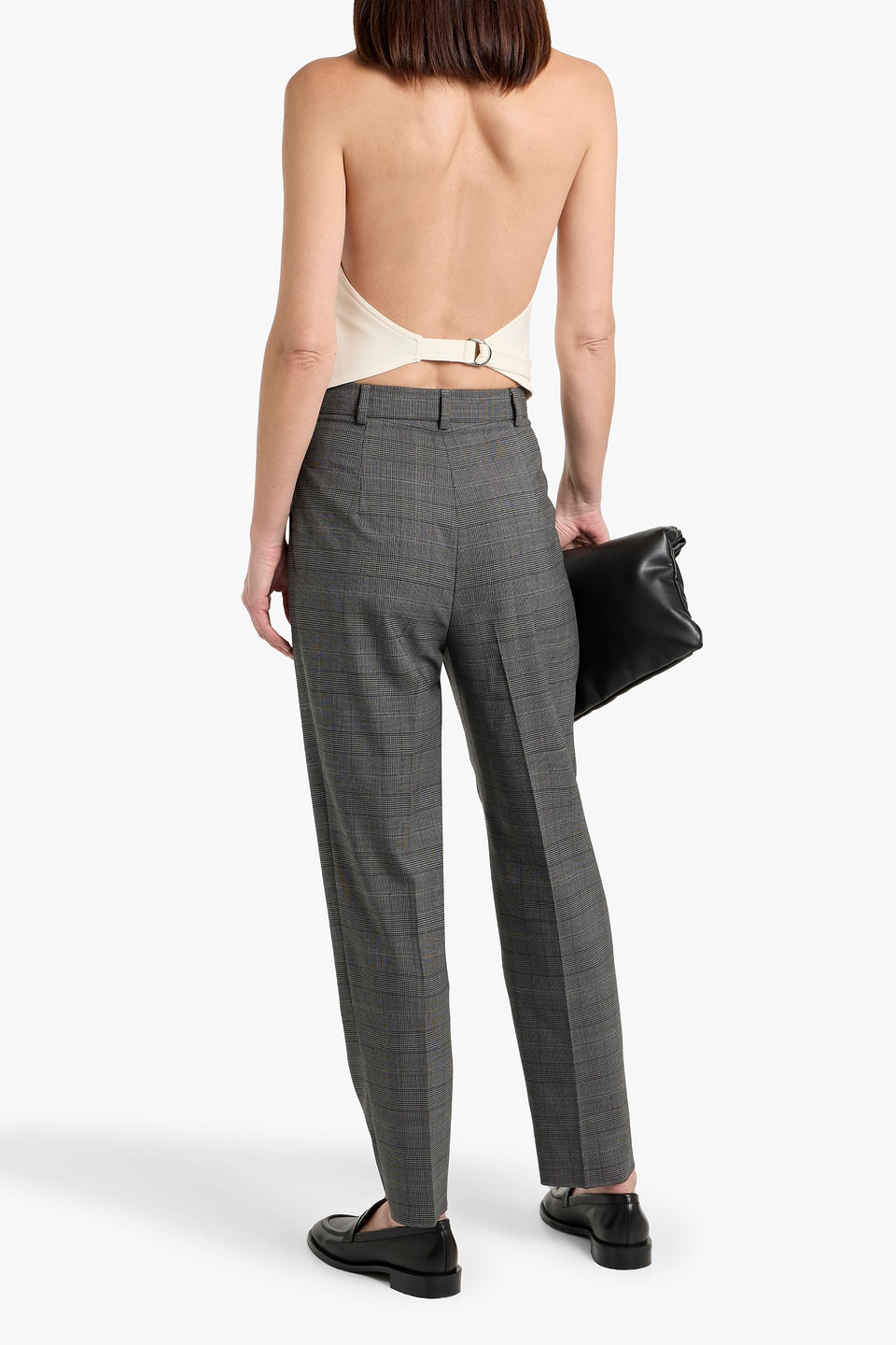 Max Mara Guelfi Prince Of Wales Checked Wool-bend Tapered Pants In Gray