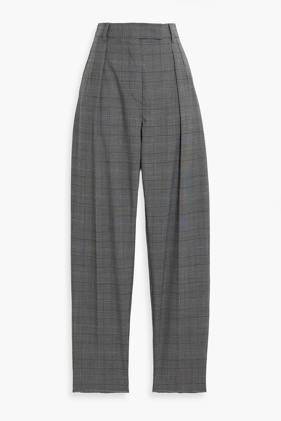 Max Mara Guelfi Prince Of Wales Checked Wool-bend Tapered Pants In Gray