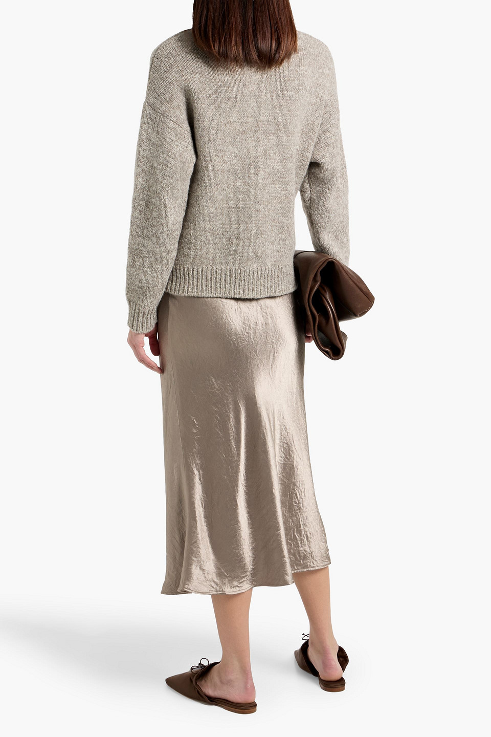 Max Mara Alessio Crinkled-satin Midi Skirt In Gold