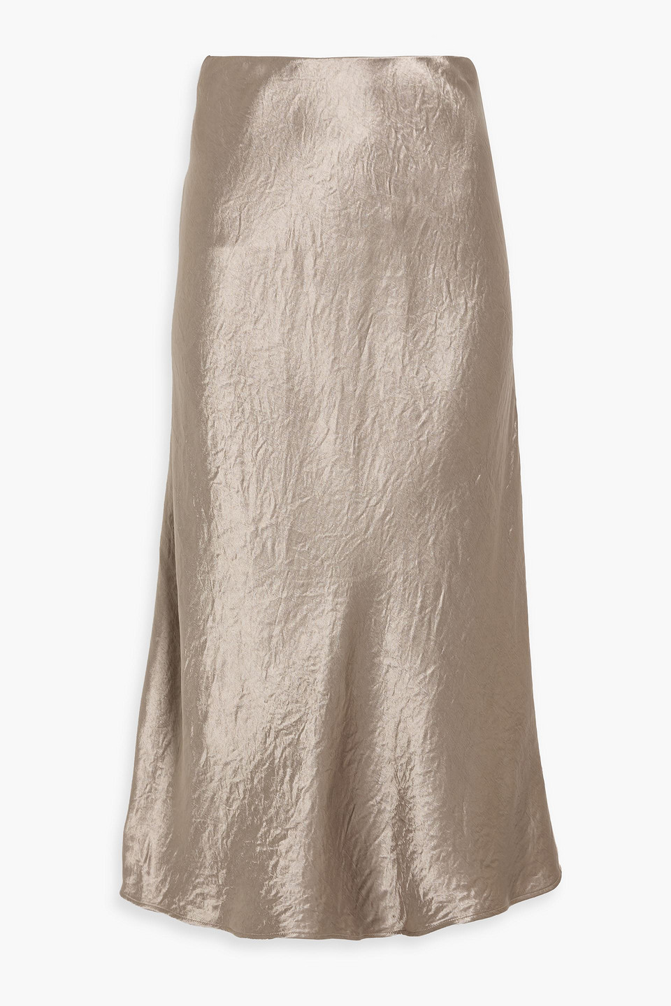 Max Mara Alessio Crinkled-satin Midi Skirt In Gold