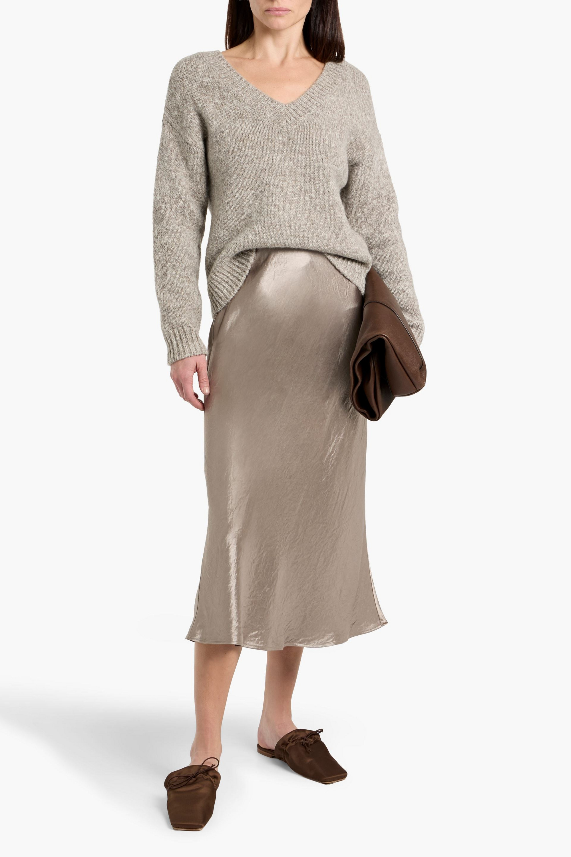 Max Mara Alessio crinkled-satin midi skirt