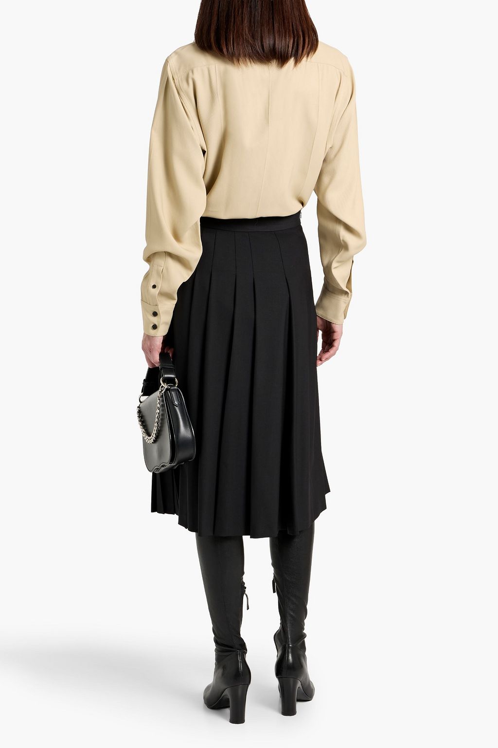 MAX MARA STUDIO Estella pleated wool-blend twill midi skirt