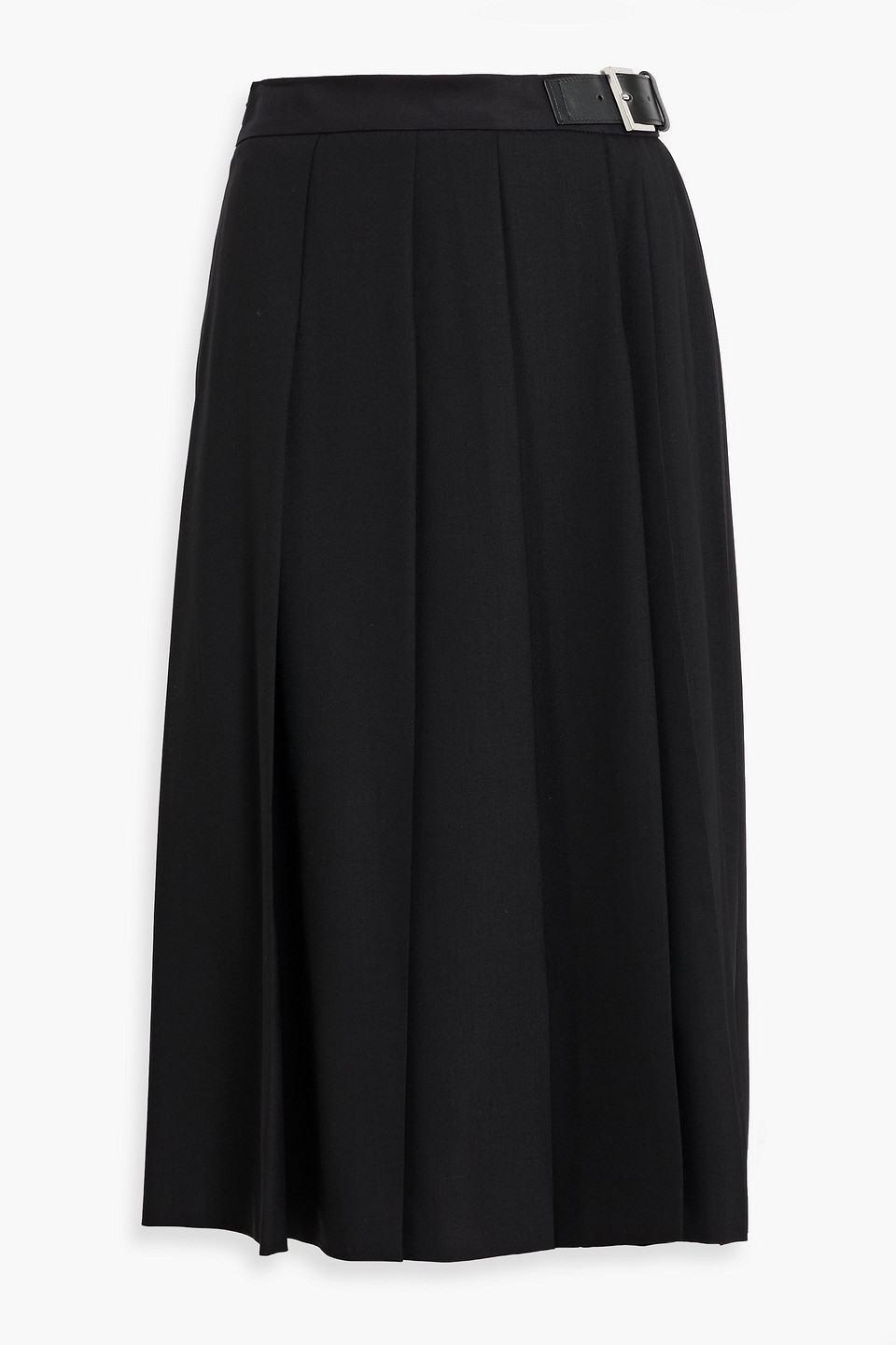 Max Mara Estella Pleated Wool-blend Twill Midi Skirt In Black