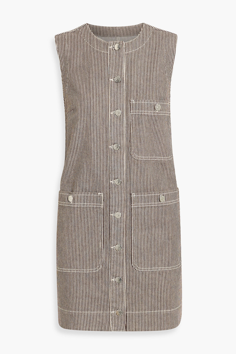 Veronica Beard Oakley Striped Denim Mini Dress In Brown