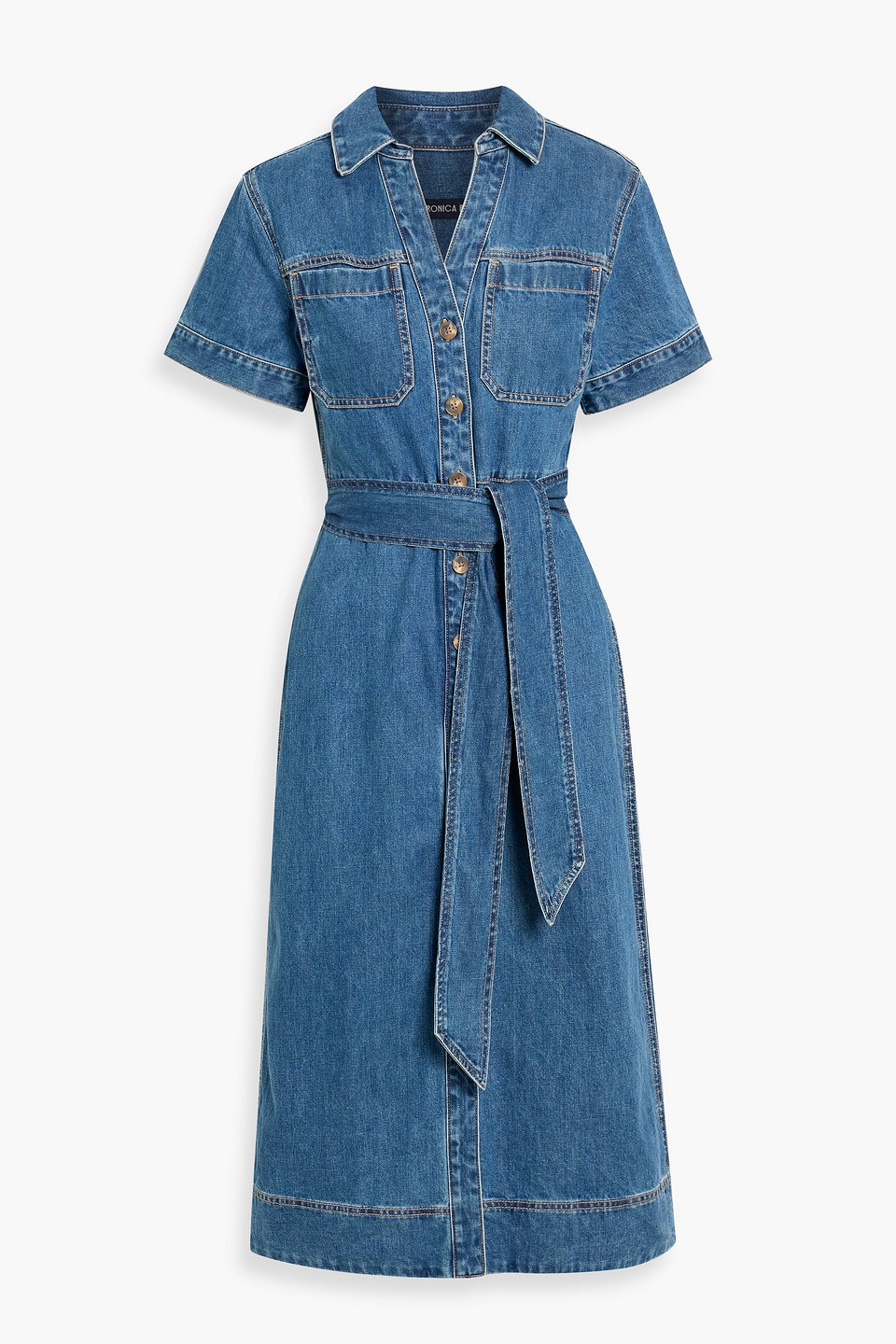 Veronica Beard Tabby Denim Midi Shirt Dress In Blue