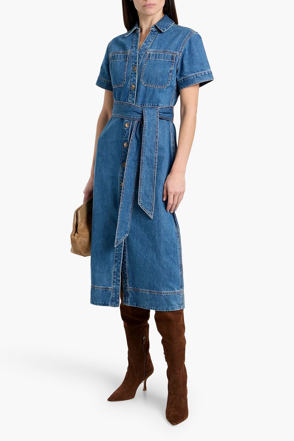 white christmas dresses Veronica Beard Honora Denim Midi Shirtdress | Serendipity main image 1