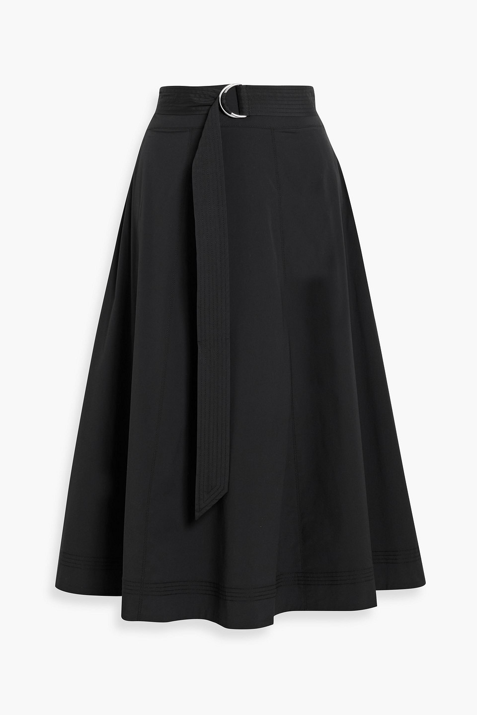 Veronica Beard Facia Belted Cotton-blend Poplin Midi Skirt In Multi