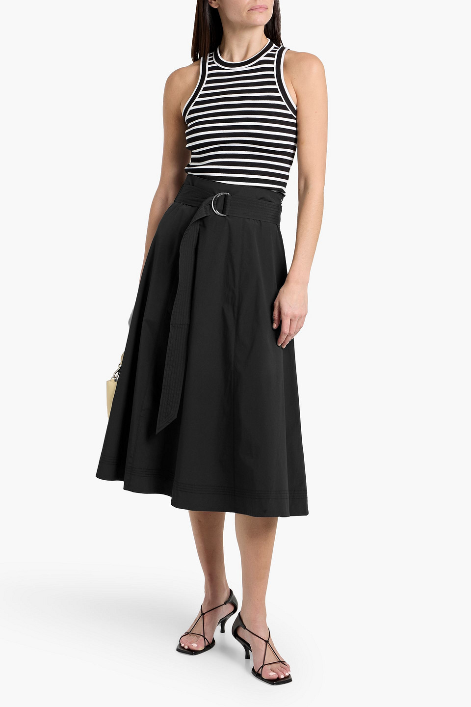  Veronica Beard - Cropped Tanktop „jordyn“ Aus Jersey Aus Einer Baumwollmischung Mit Streifen - Schwarz - Xxs 