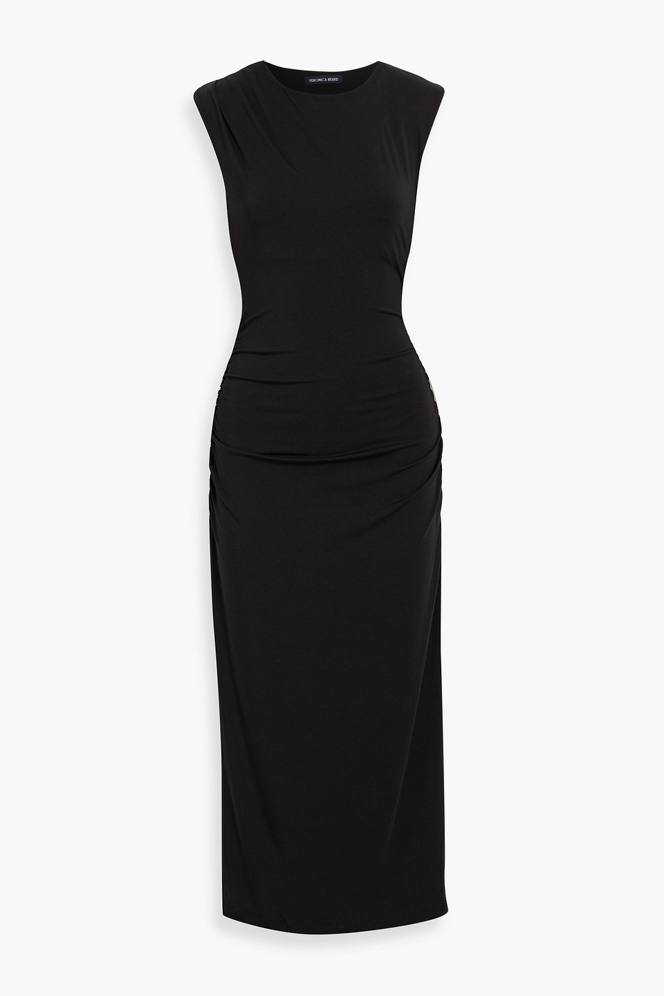 Veronica Beard Baxter Ruched Lyocell-blend Stretch-jersey Midi Dress In Black