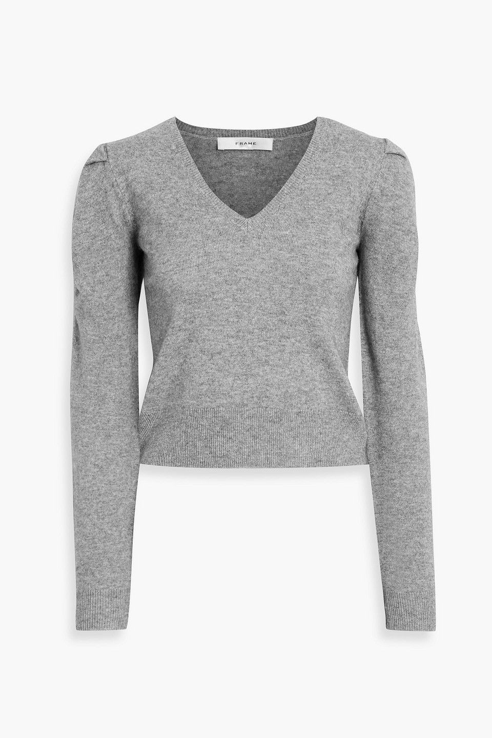 Frame Frankie Ruched Wool-blend Sweater In Gray