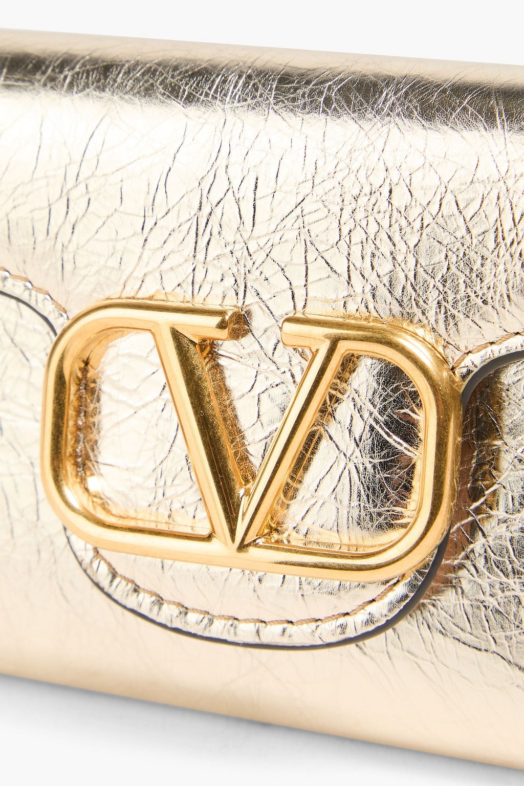 VALENTINO GARAVANI VLOGO metallic crinkled leather wallet