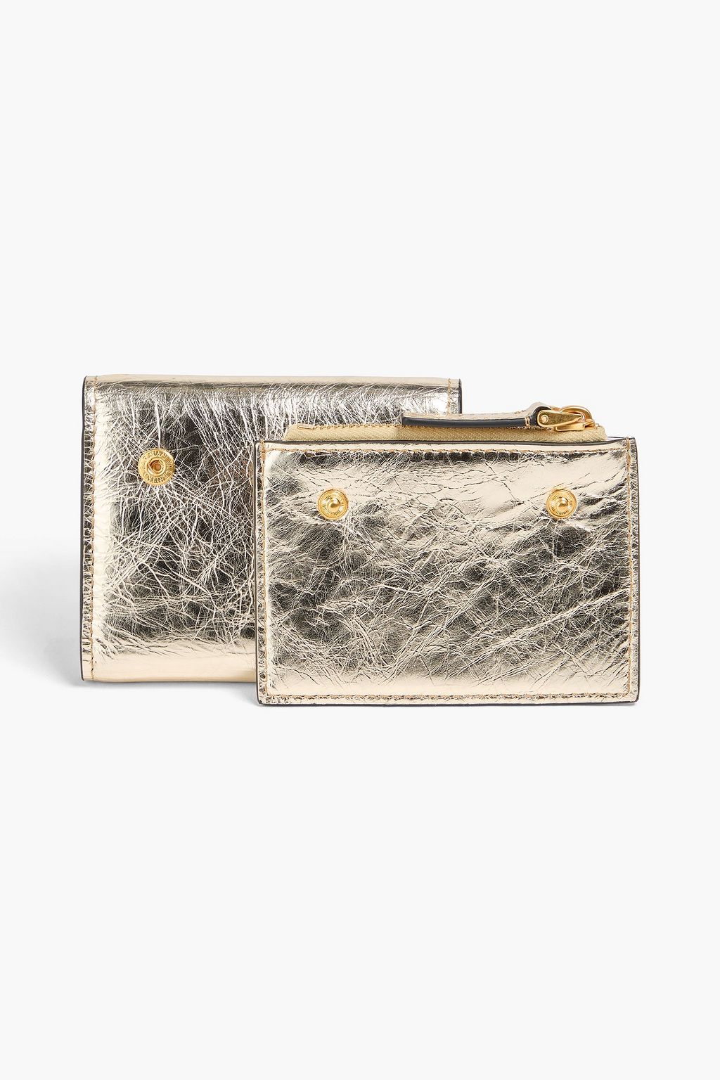 VALENTINO GARAVANI VLOGO metallic crinkled leather wallet