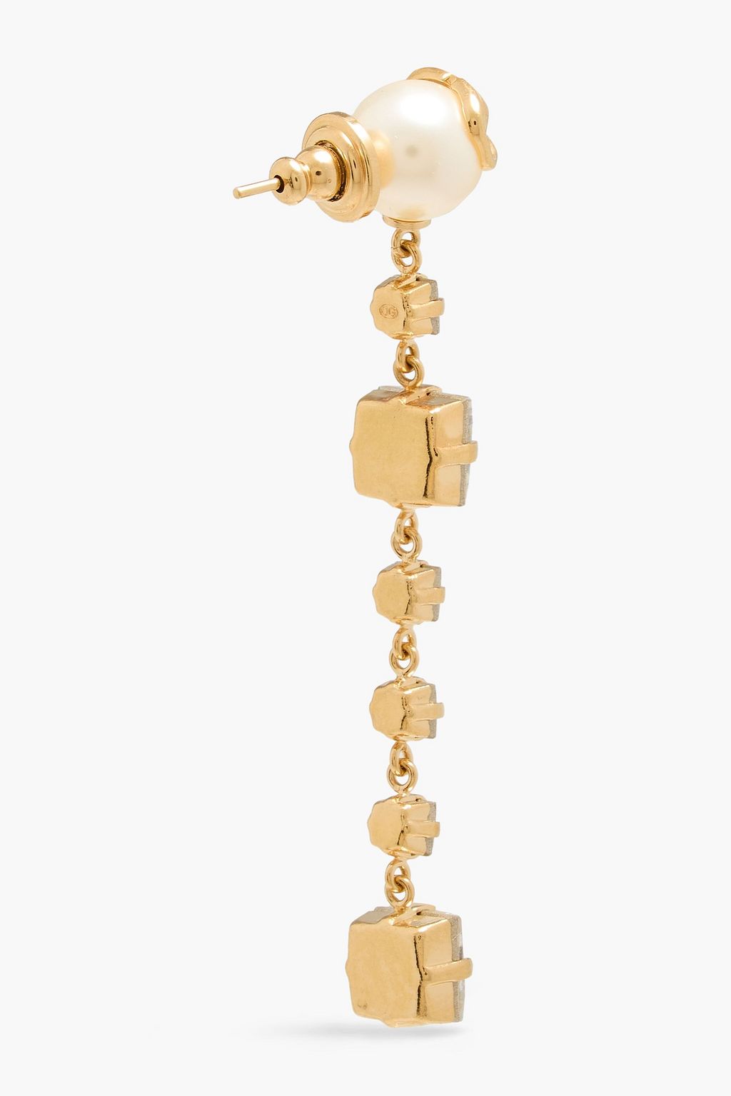 VALENTINO GARAVANI VLOGO gold-tone, faux pearl and crystal earrings