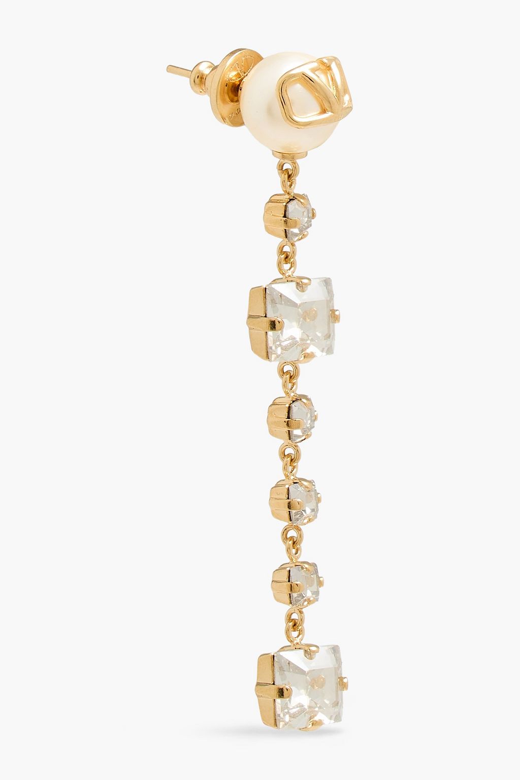 VALENTINO GARAVANI VLOGO gold-tone, faux pearl and crystal earrings