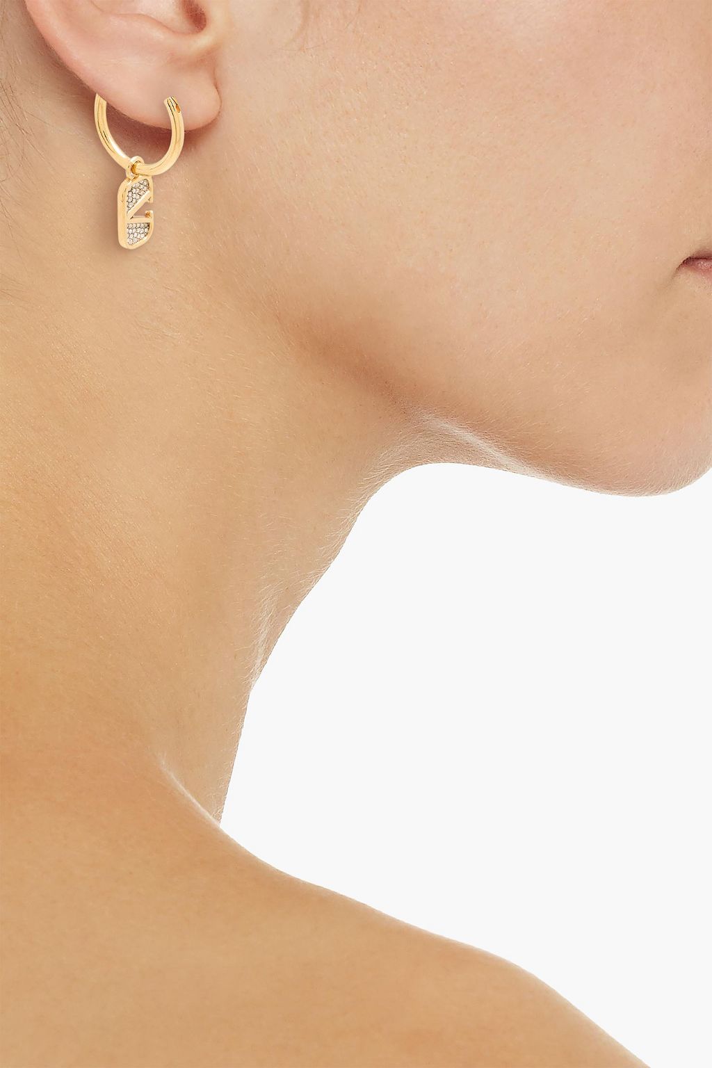 VALENTINO GARAVANI 18-karat gold-plated crystal hoop earrings