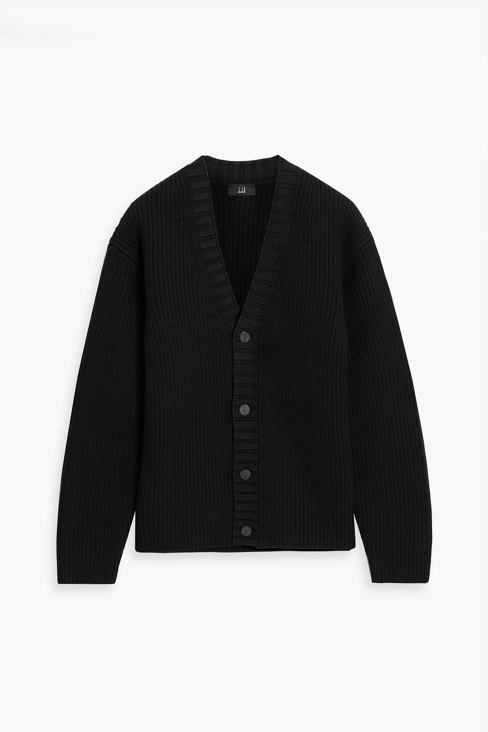 Dunhill Ribbed Wool Cardigan In Black