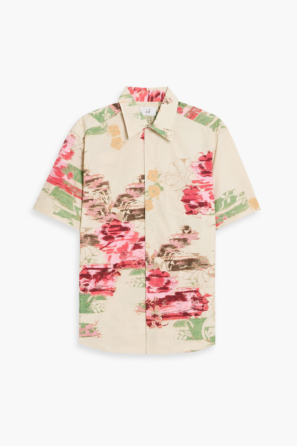 dunhill - printed cotton-poplin shirt - neutral - m